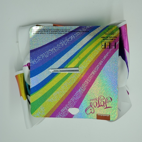 8" Jojo Siwa Hairbow Rainbow Paint Drip White Clip - Picture 2 of 2
